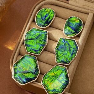 NWOT 2 Pairs Fashion COUTURE chunky Earrings Bright Green and Clear